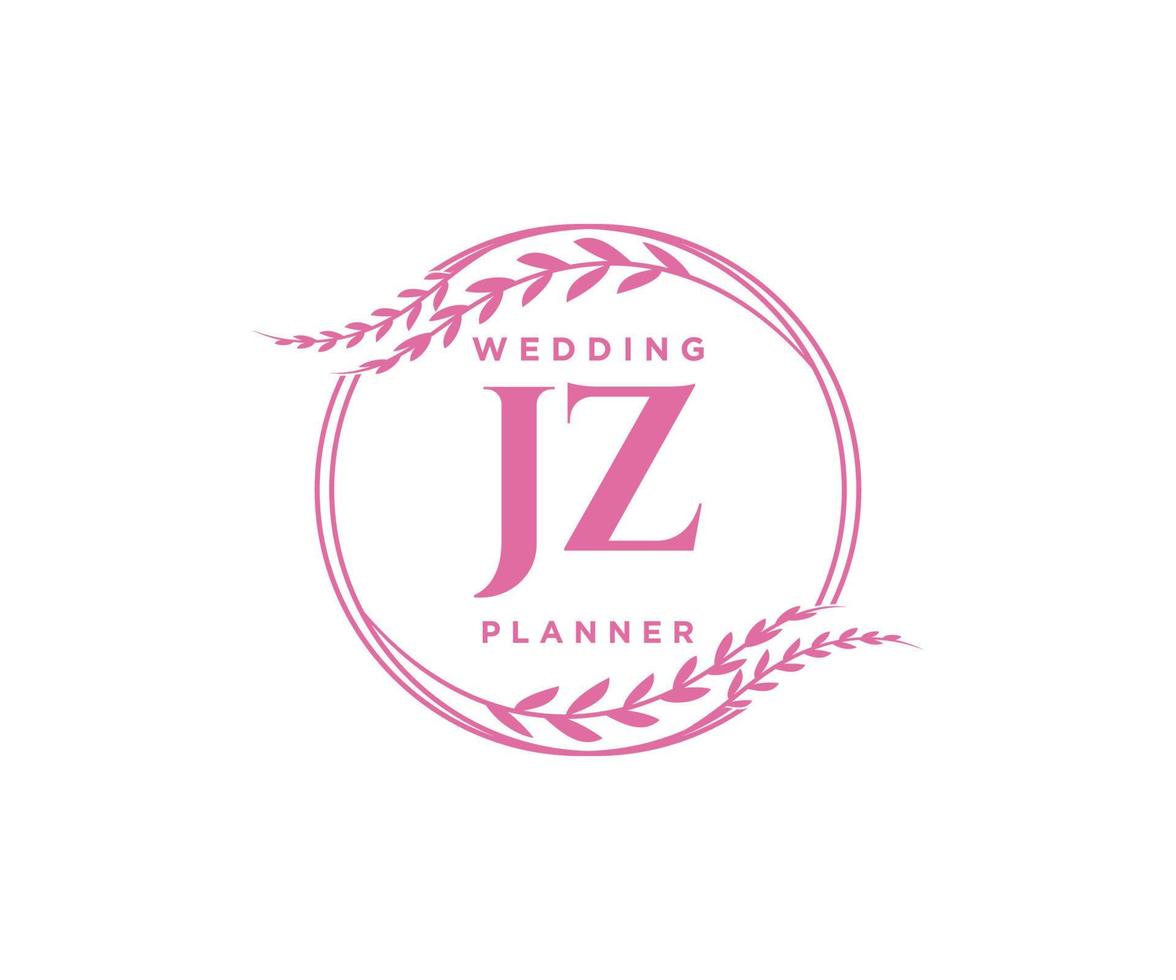 JZ Initials letter Wedding monogram logos collection, hand drawn modern minimalistic and floral templates for Invitation cards, Save the Date, elegant identity for restaurant, boutique, cafe in vector