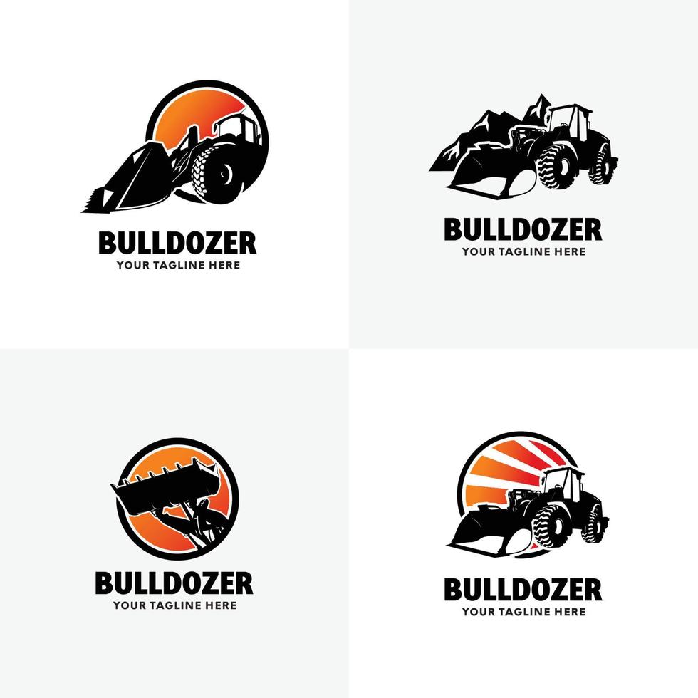 Set of Excavator and Bulldozer Logo Design Templates vector