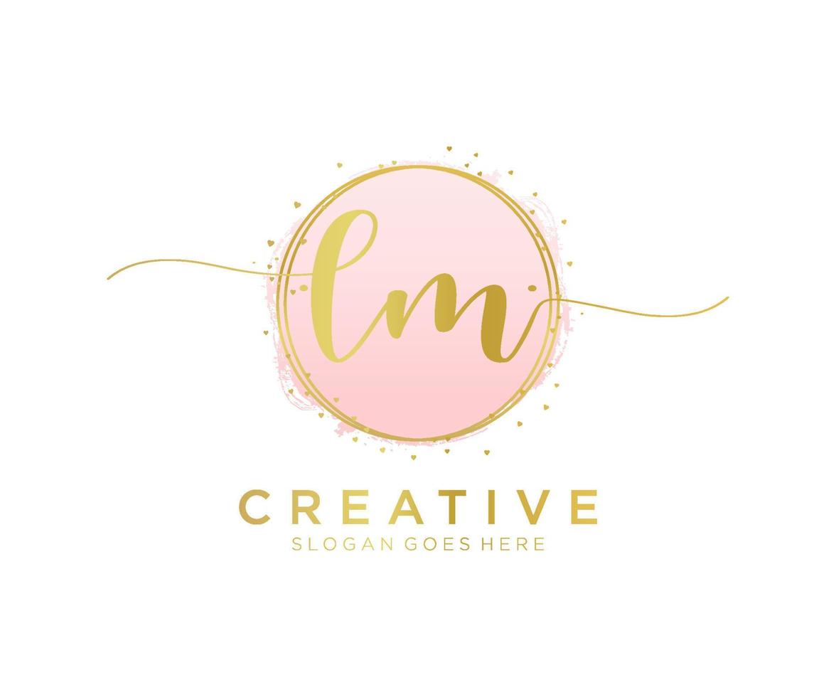 Initial LM feminine logo. Usable for Nature, Salon, Spa, Cosmetic and Beauty Logos. Flat Vector Logo Design Template Element.