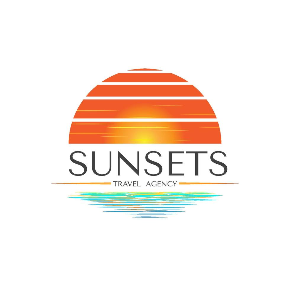 sunset view logo design template inspiration vector