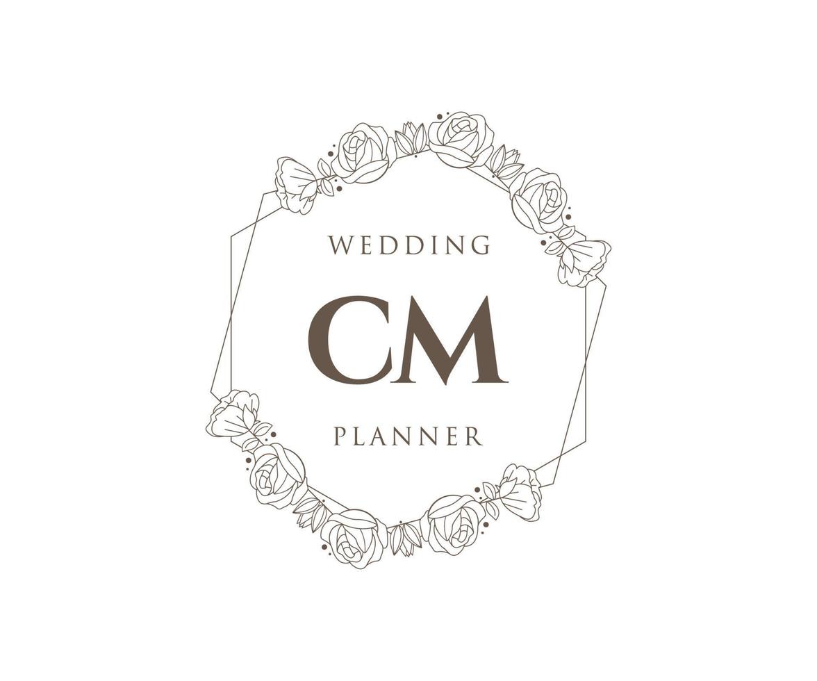 CM Initials letter Wedding monogram logos collection, hand drawn modern minimalistic and floral templates for Invitation cards, Save the Date, elegant identity for restaurant, boutique, cafe in vector