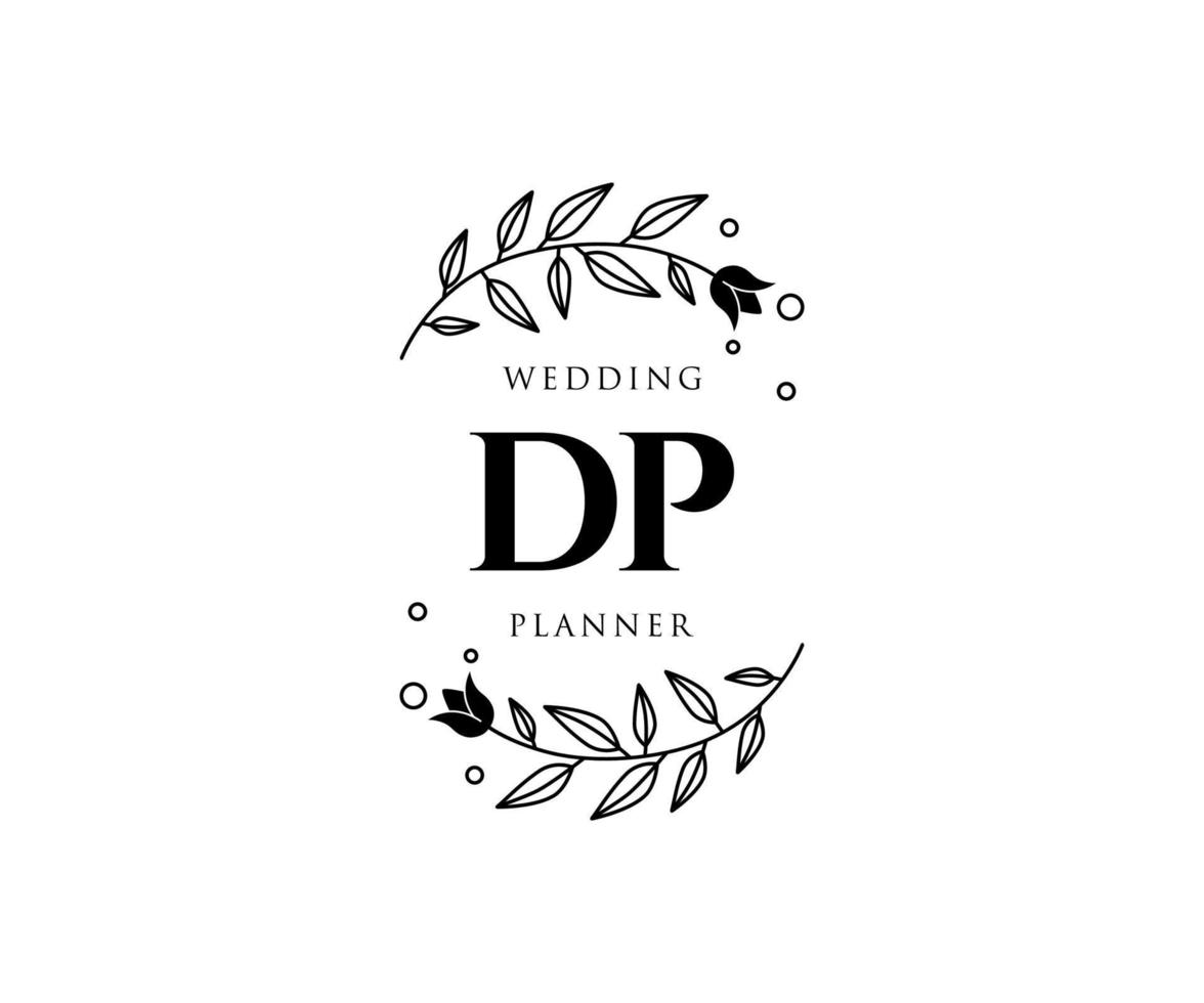 DP Initials letter Wedding monogram logos collection, hand drawn modern minimalistic and floral templates for Invitation cards, Save the Date, elegant identity for restaurant, boutique, cafe in vector