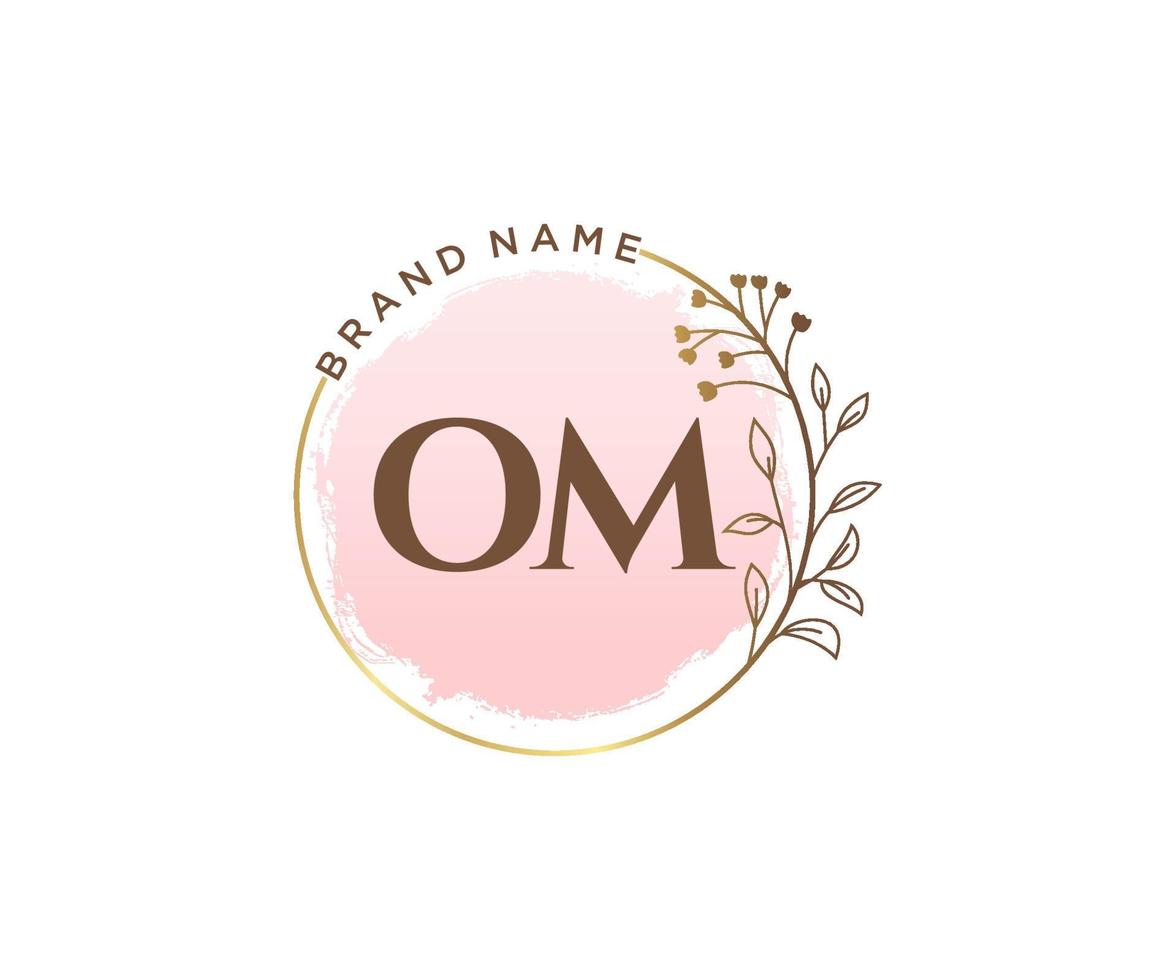 Initial OM feminine logo. Usable for Nature, Salon, Spa, Cosmetic and Beauty Logos. Flat Vector Logo Design Template Element.