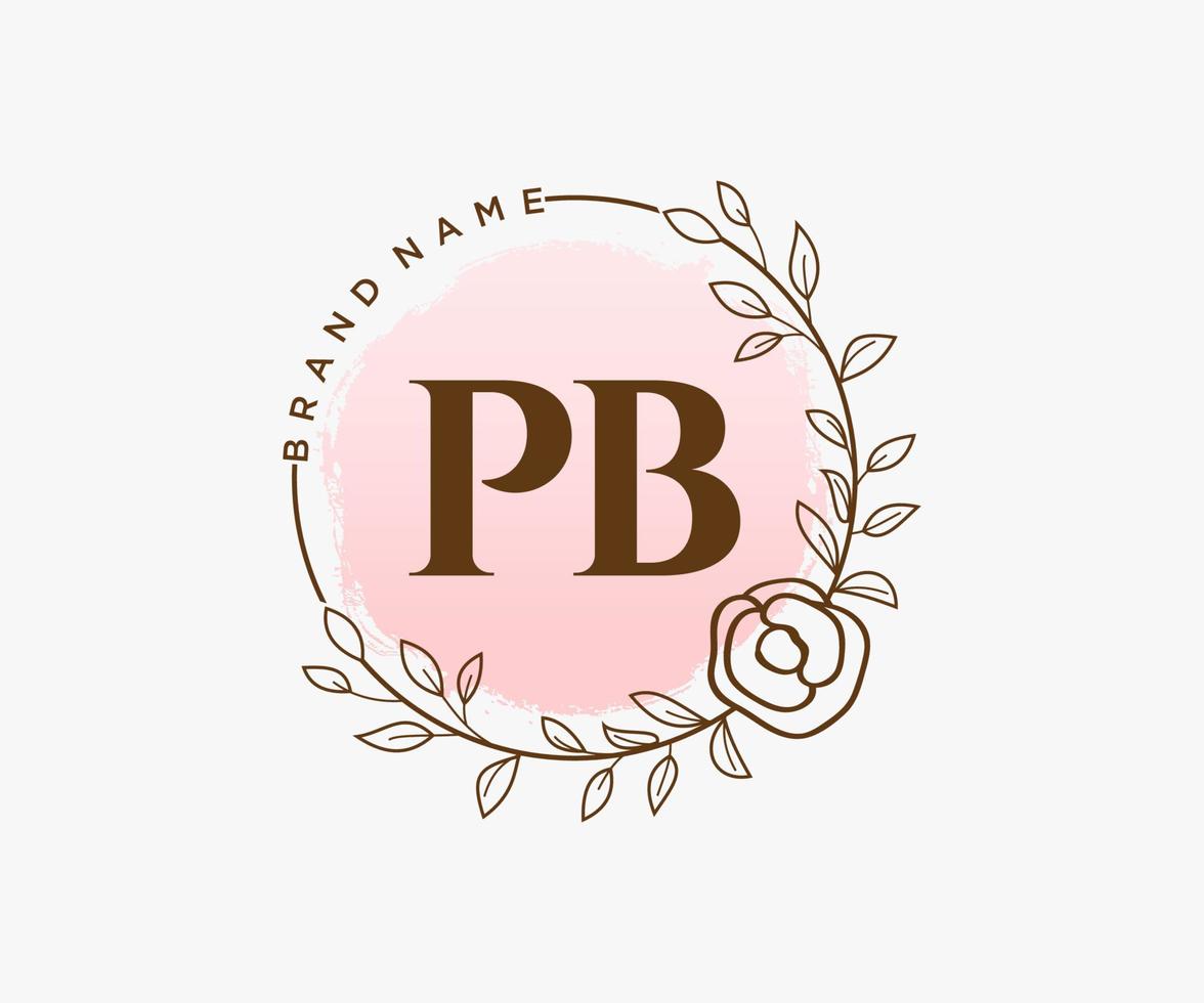 Initial PB feminine logo. Usable for Nature, Salon, Spa, Cosmetic and Beauty Logos. Flat Vector Logo Design Template Element.