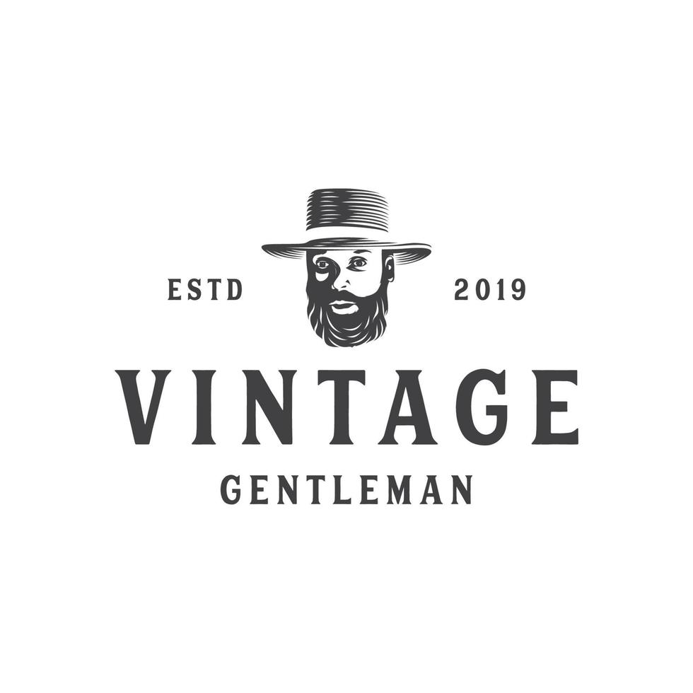Vintage Gentleman Logo Design Template Inspiration vector