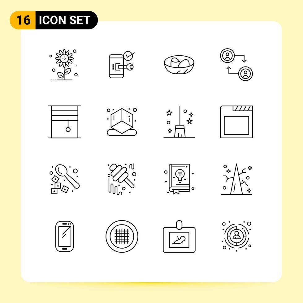 Editable Vector Line Pack of 16 Simple Outlines of swap account phone nest easter Editable Vector Design Elements