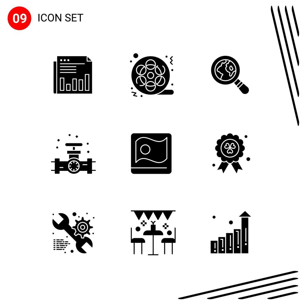 Collection of 9 Vector Icons in solid style Pixle Perfect Glyph Symbols for Web and Mobile Solid Icon Signs on White Background 9 Icons