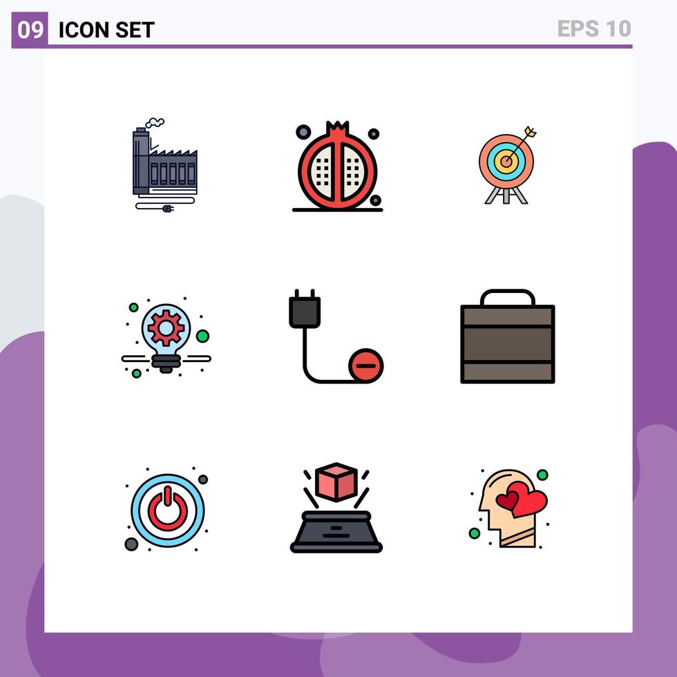 9 Filledline Flat Color concept for Websites Mobile and Apps computers marketing meal business arrow Editable Vector Design Elements