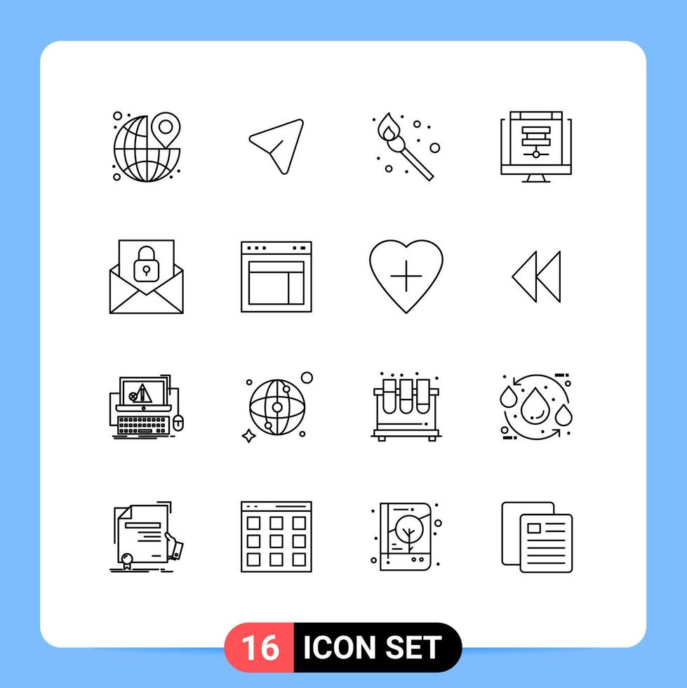 16 Outline concept for Websites Mobile and Apps communication online computer database cloud Editable Vector Design Elements