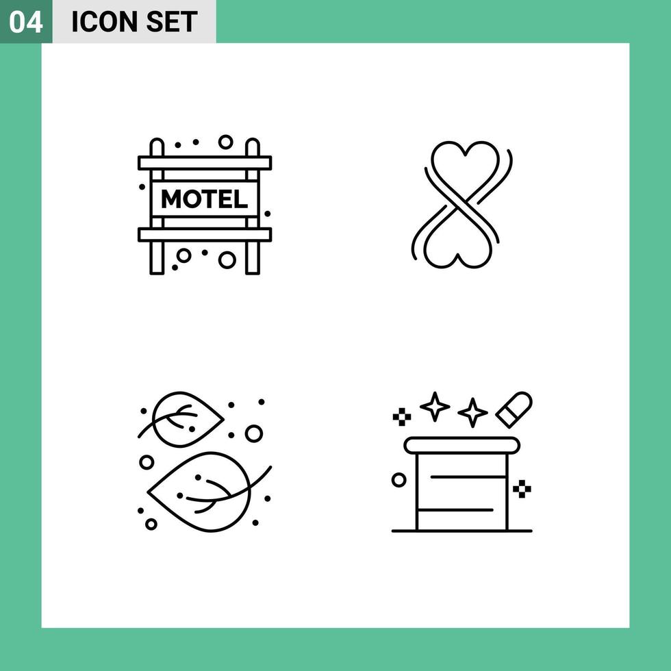 Universal Icon Symbols Group of 4 Modern Filledline Flat Colors of accommodation nature heart autumn magic Editable Vector Design Elements