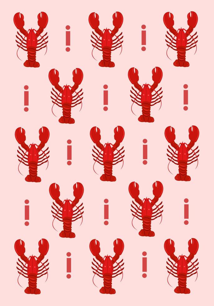 Cute red lobster vector wallpaper for graphic design and decorative element