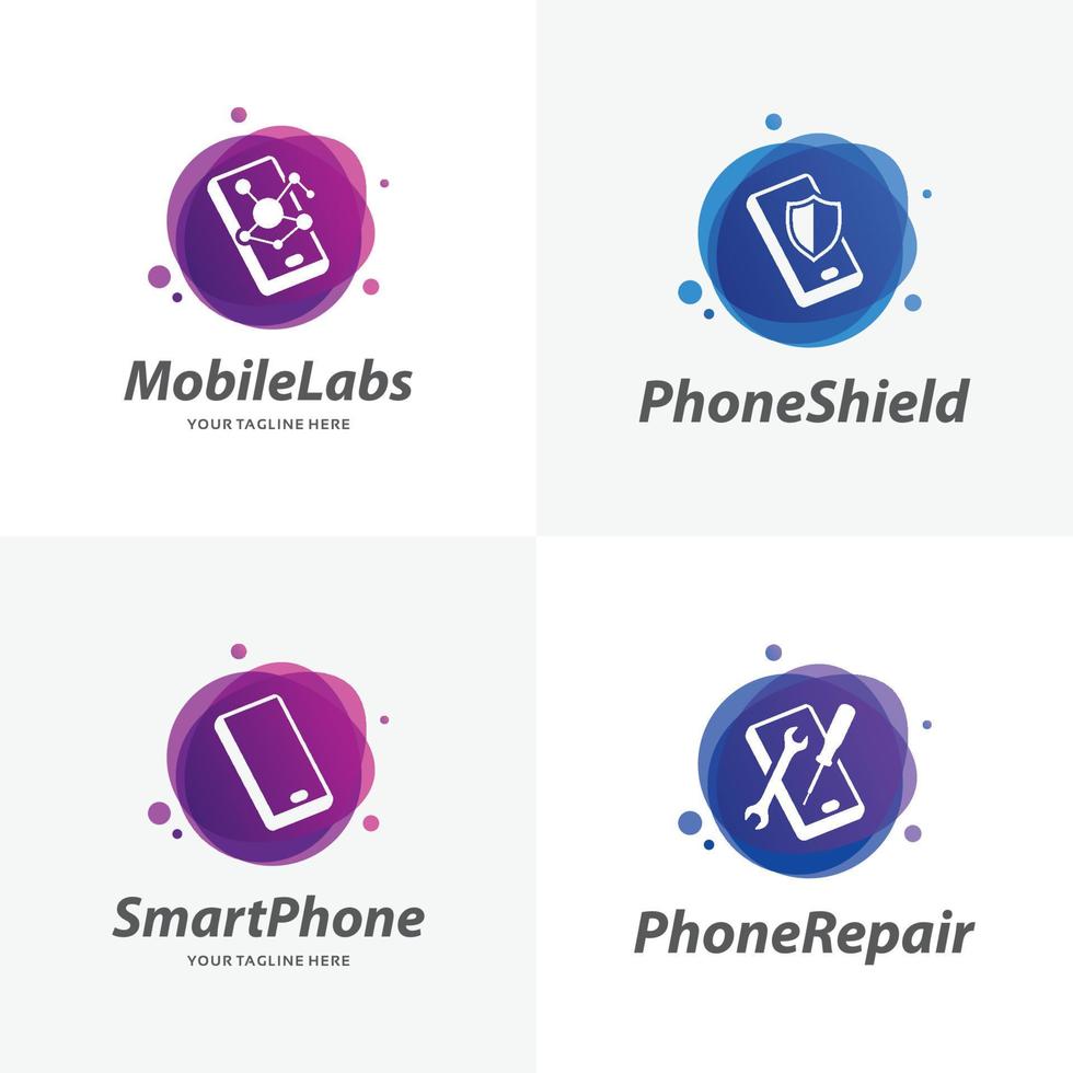 conjunto de plantillas de diseño de logotipo de teléfono móvil vector