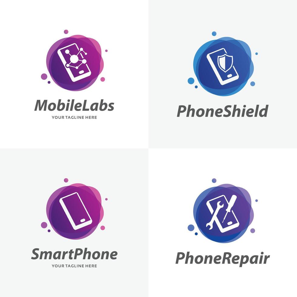 Set of Mobile Phone Logo Design Templates vector