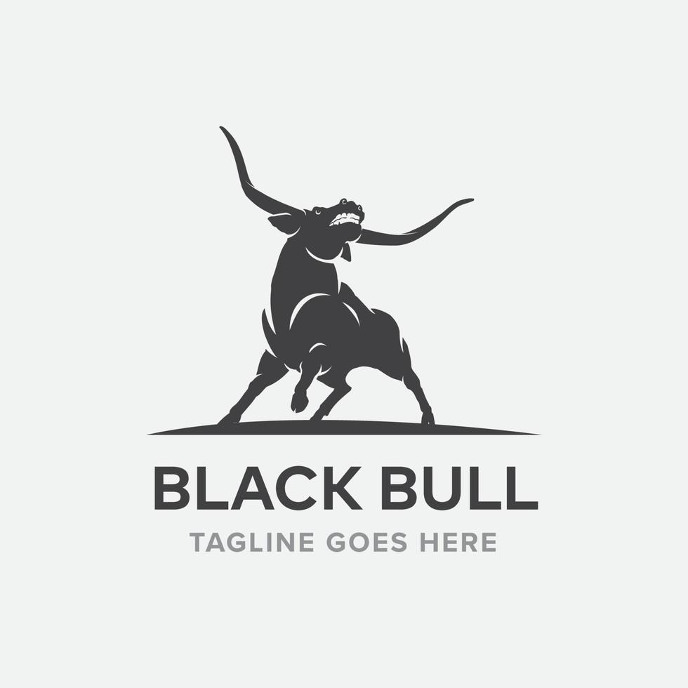 plantilla de diseño de logotipo de toro negro enojado vector