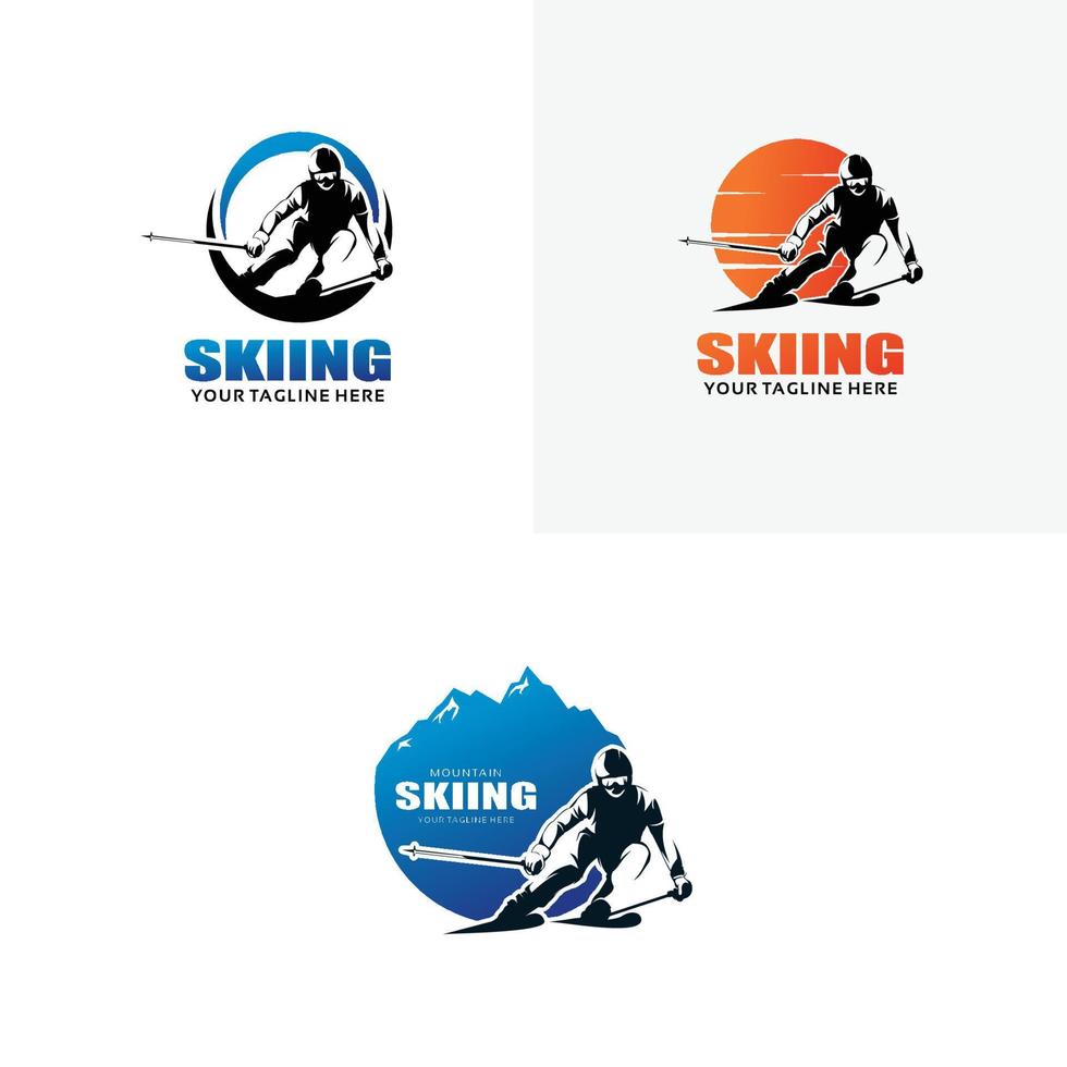 Set of Skiing Logo Design Templates vector