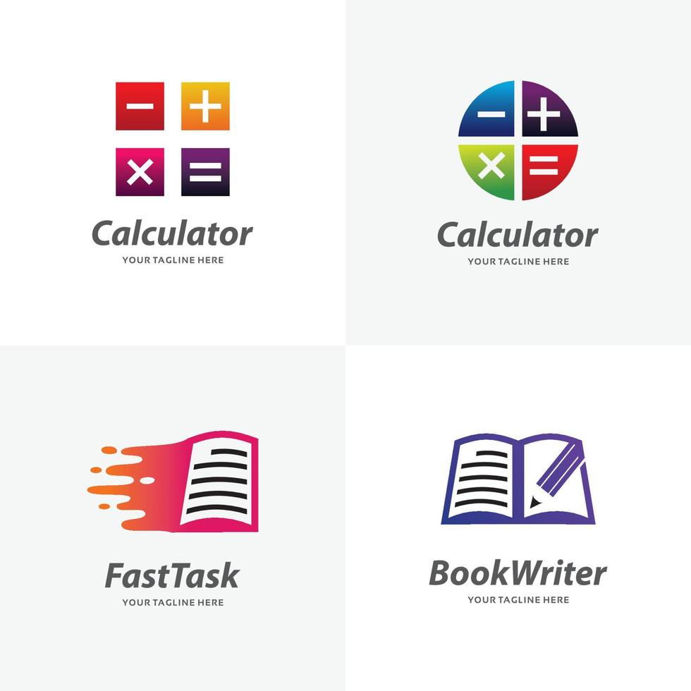 Set Math and Education of Logo Design Templates vector
