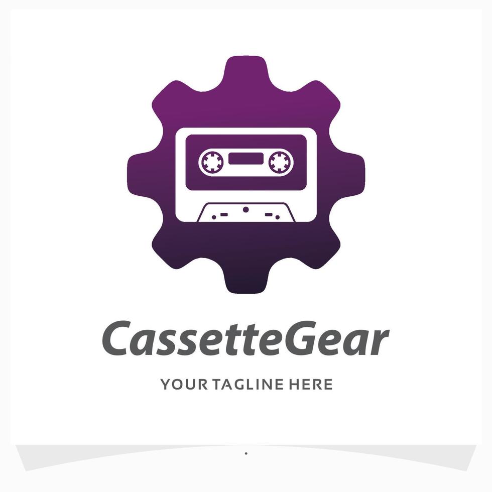cassette gear logo design template vector