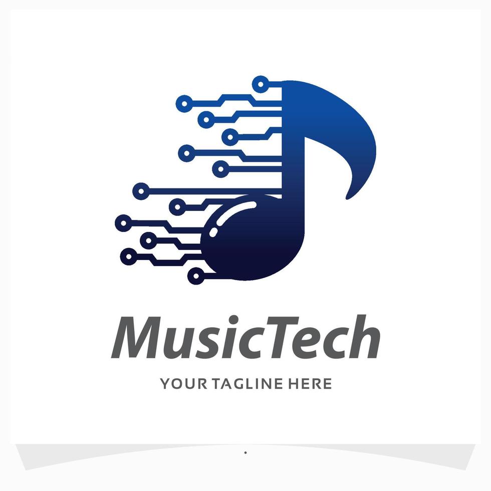 music tech logo design template vector