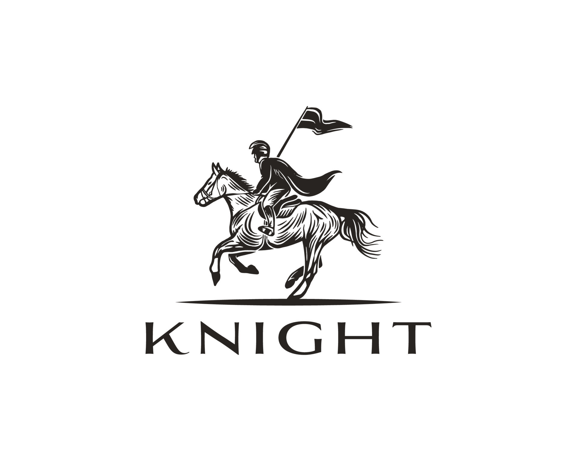 Horseback Knight Silhouette Logo. Horse Warrior Paladin Medieval logo