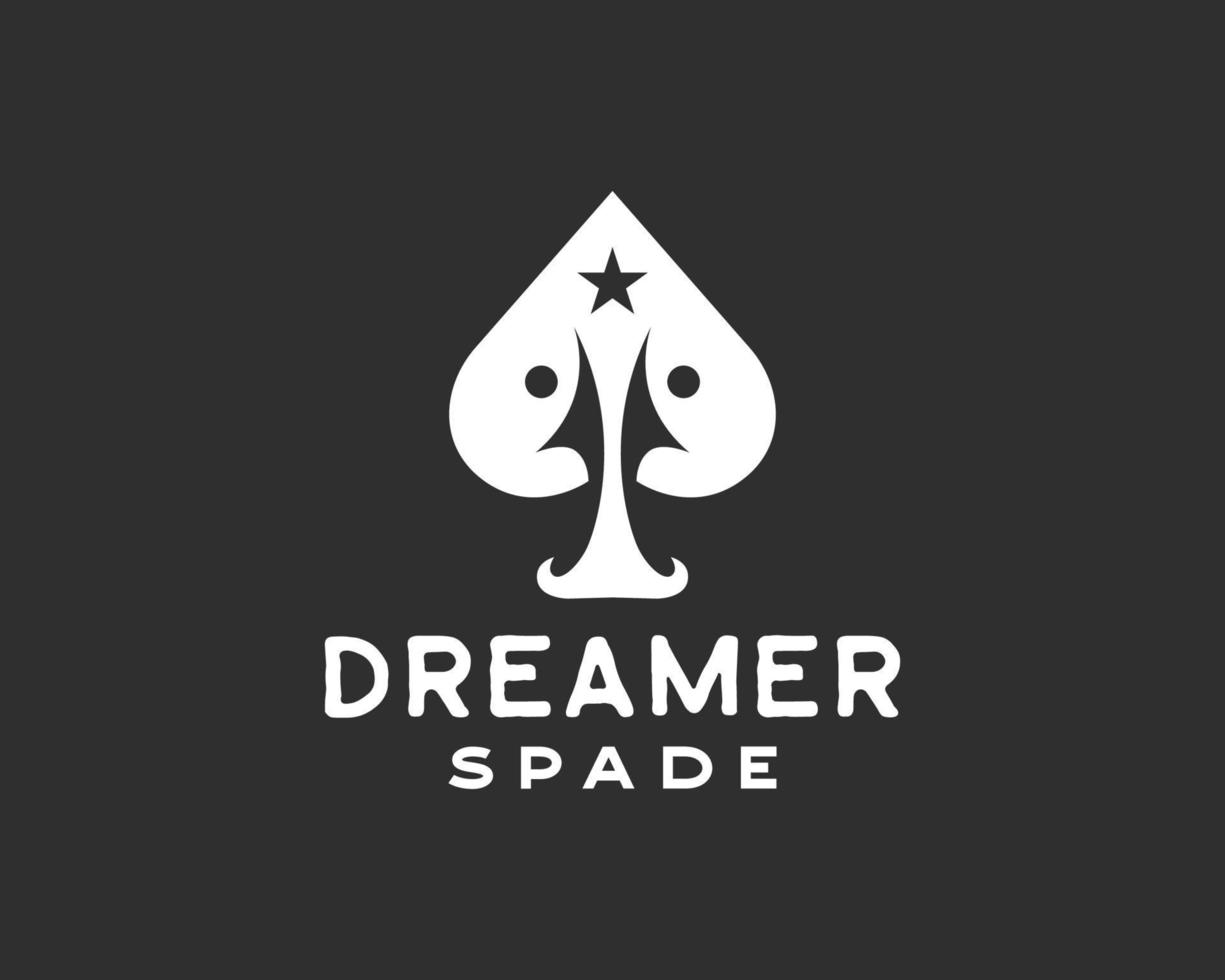 Spade with people reaching star logo. dreaming people logo design template vector