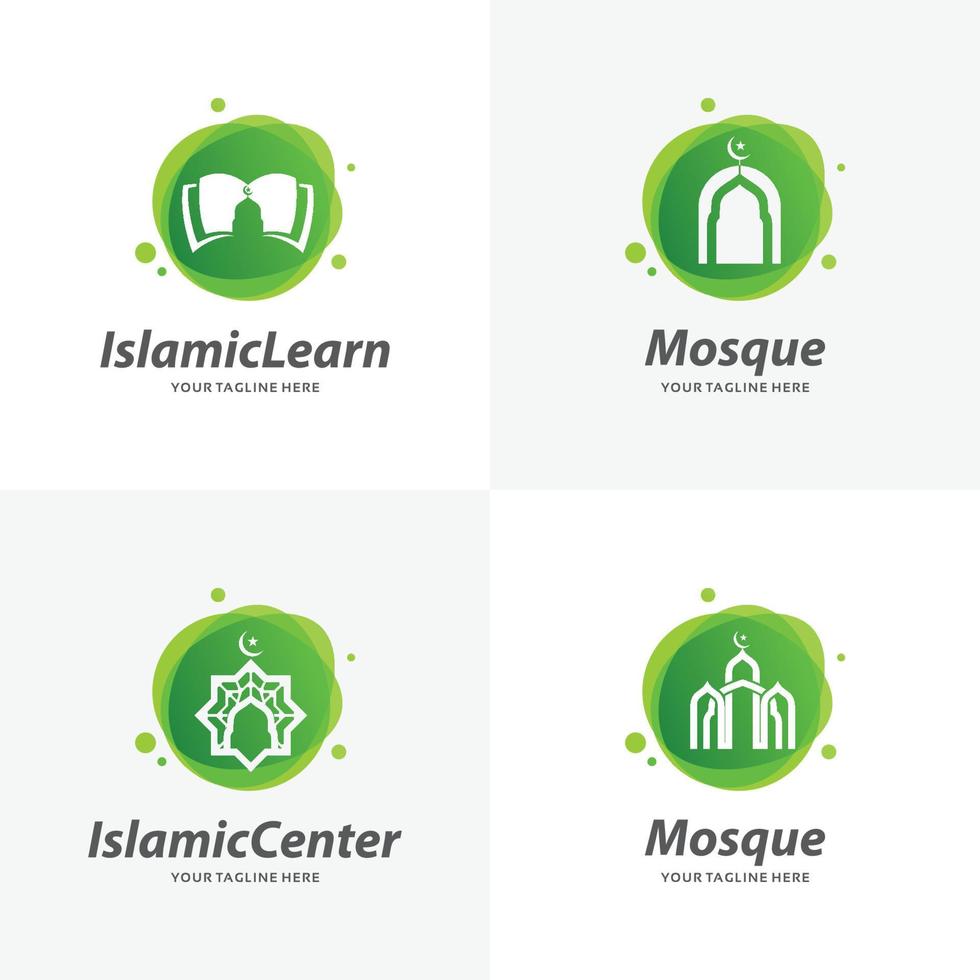 Set of Islamic Mosque Logo Design Templates vector