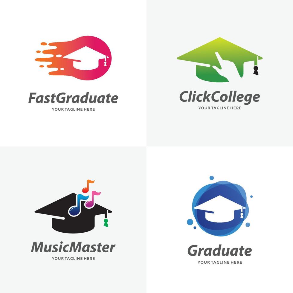 conjunto de plantillas de diseño de logotipo de collage de educación vector