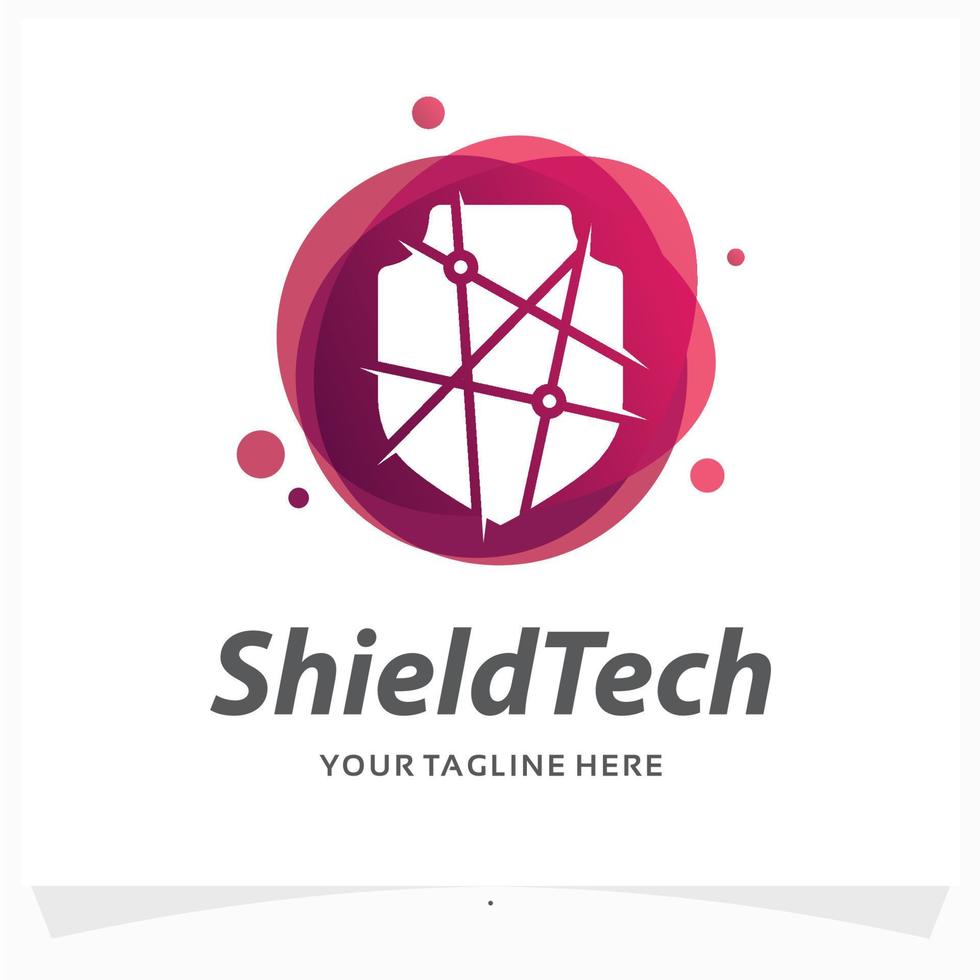 shield tech logo design template vector