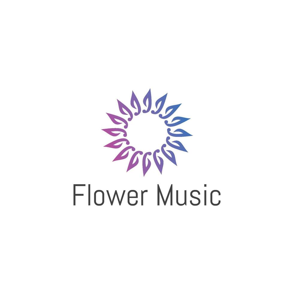 plantilla de diseño de logotipo de música de flores vector