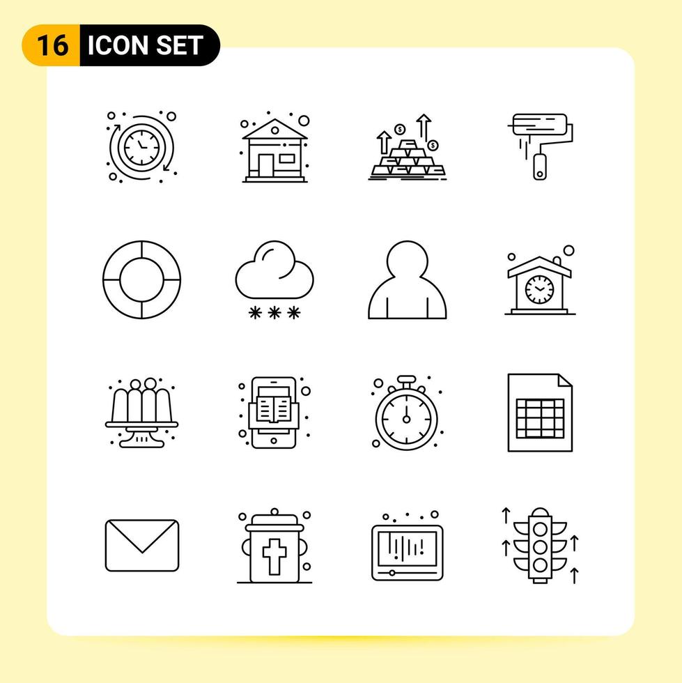 16 iconos creativos para el diseño moderno de sitios web y aplicaciones móviles receptivas 16 símbolos de contorno signos sobre fondo blanco paquete de 16 iconos vector