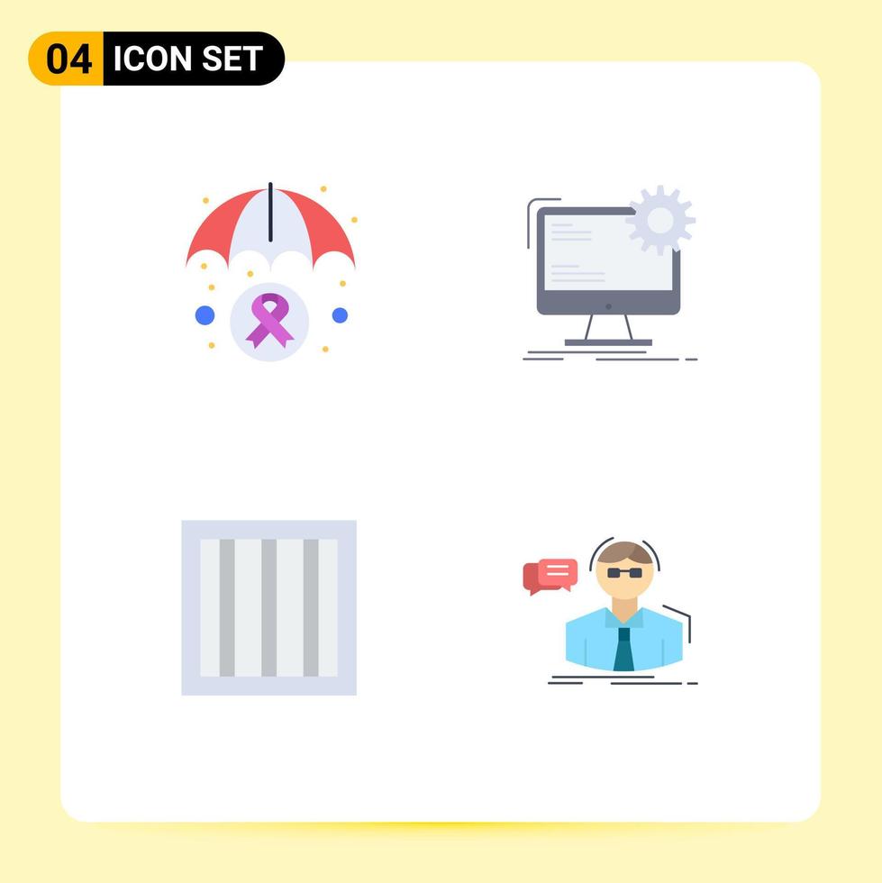4 Flat Icon concept for Websites Mobile and Apps health criminal cancer awareness page prison Editable Vector Design Elements