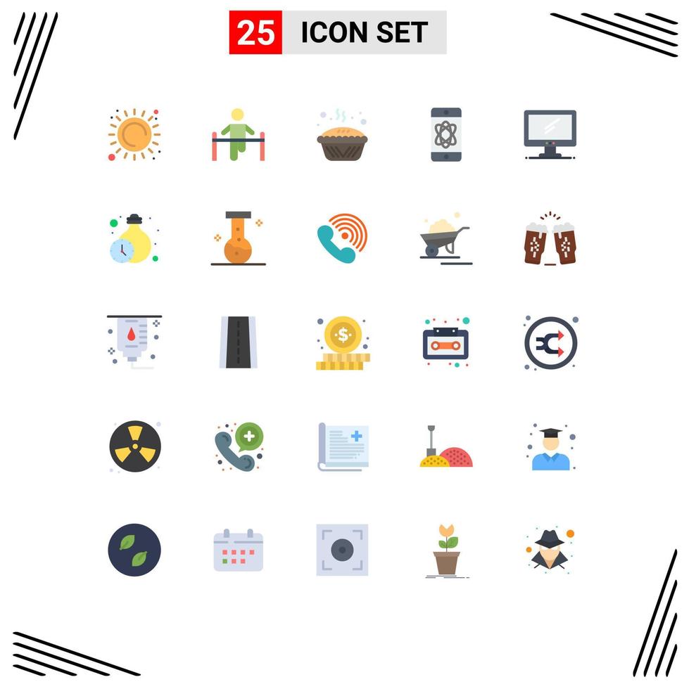 25 Universal Flat Color Signs Symbols of tech science man atom pie Editable Vector Design Elements