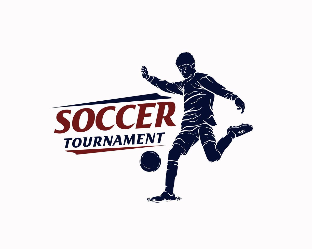 Soccer Tournament Silhouette Logo Design Template vector
