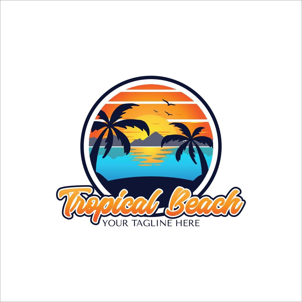 tropical beach logo design template inspiration vector