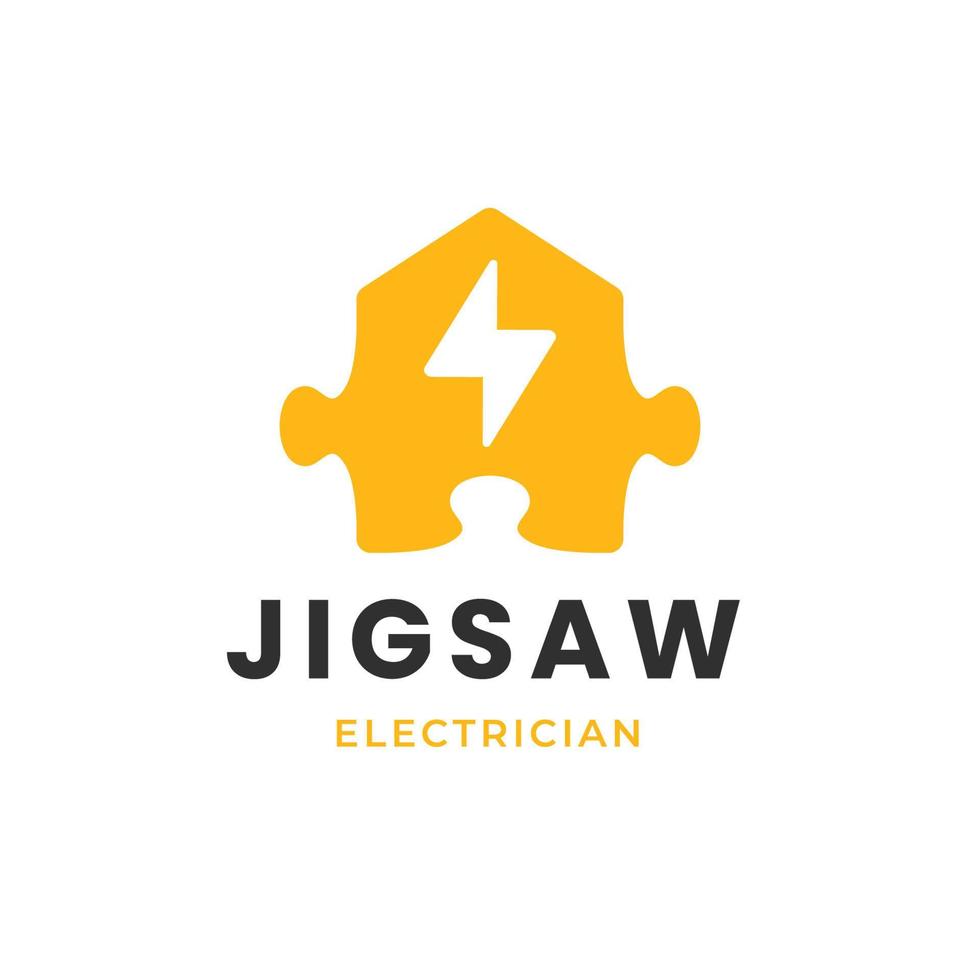 jigsaw electrical logo design template inspiration vector