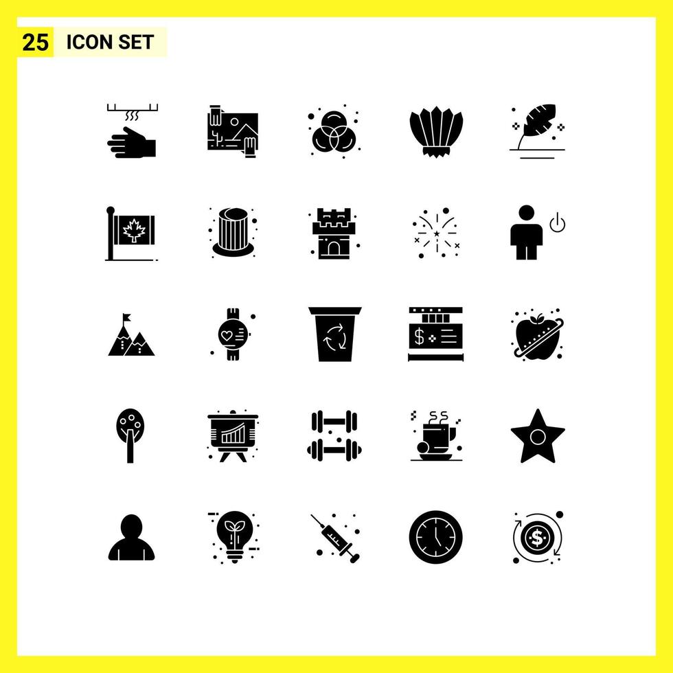 Pack of 25 creative Solid Glyphs of outdoor flippers image fins rgb Editable Vector Design Elements