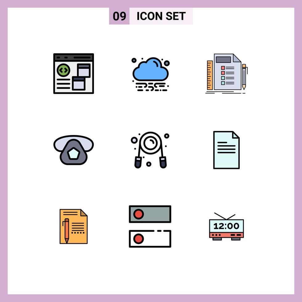 Set of 9 Modern UI Icons Symbols Signs for exercise telephone business call task Editable Vector Design Elements