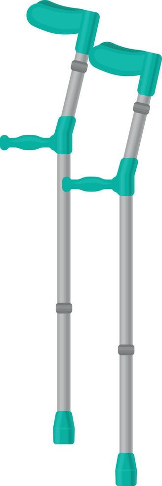 Crutches for people with injuries of the musculoskeletal system. Orthopedic crutches for leg fractures. A medical accessory for helping sick people. Vector illustration isolated on a white background