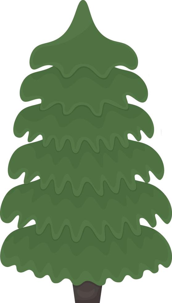 Christmas tree. Cute green forest spruce. The festive tree is a pine tree. Christmas tree without decorations. Vector illustration isolated on a white background