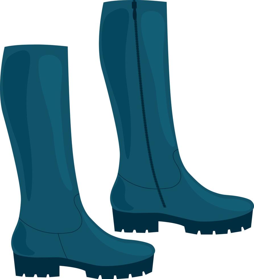 botas de mujer clásicas de moda. zapatos de mujer. botas altas de mujer en color azul con tacones. ilustración vectorial aislada en un fondo blanco vector