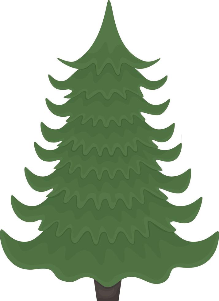 Cute green Christmas tree. Christmas tree without decorations. The Christmas tree. A large coniferous tree. Vector illustration isolated on a white background