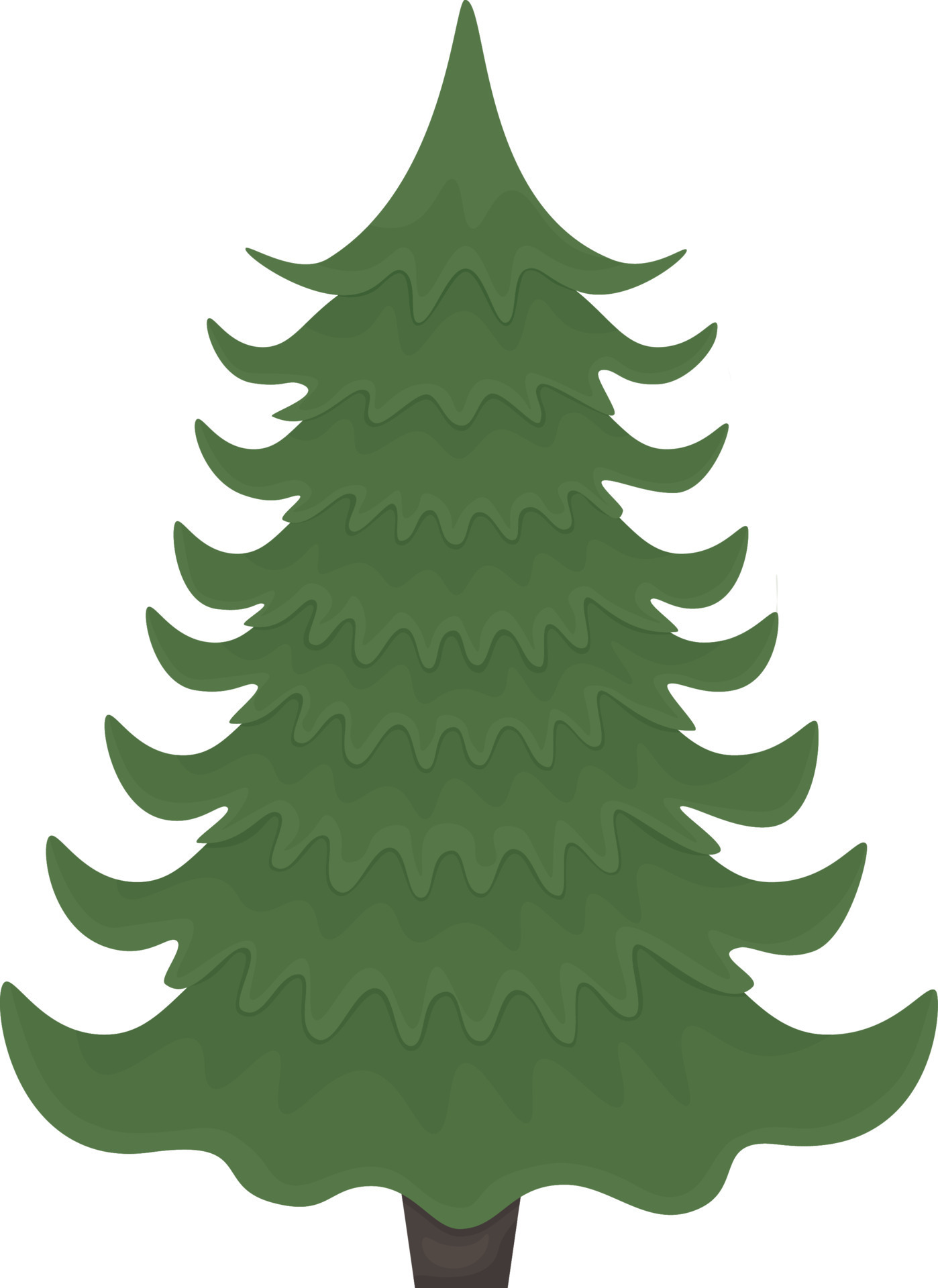 Cute green Christmas tree. Christmas tree without decorations. The