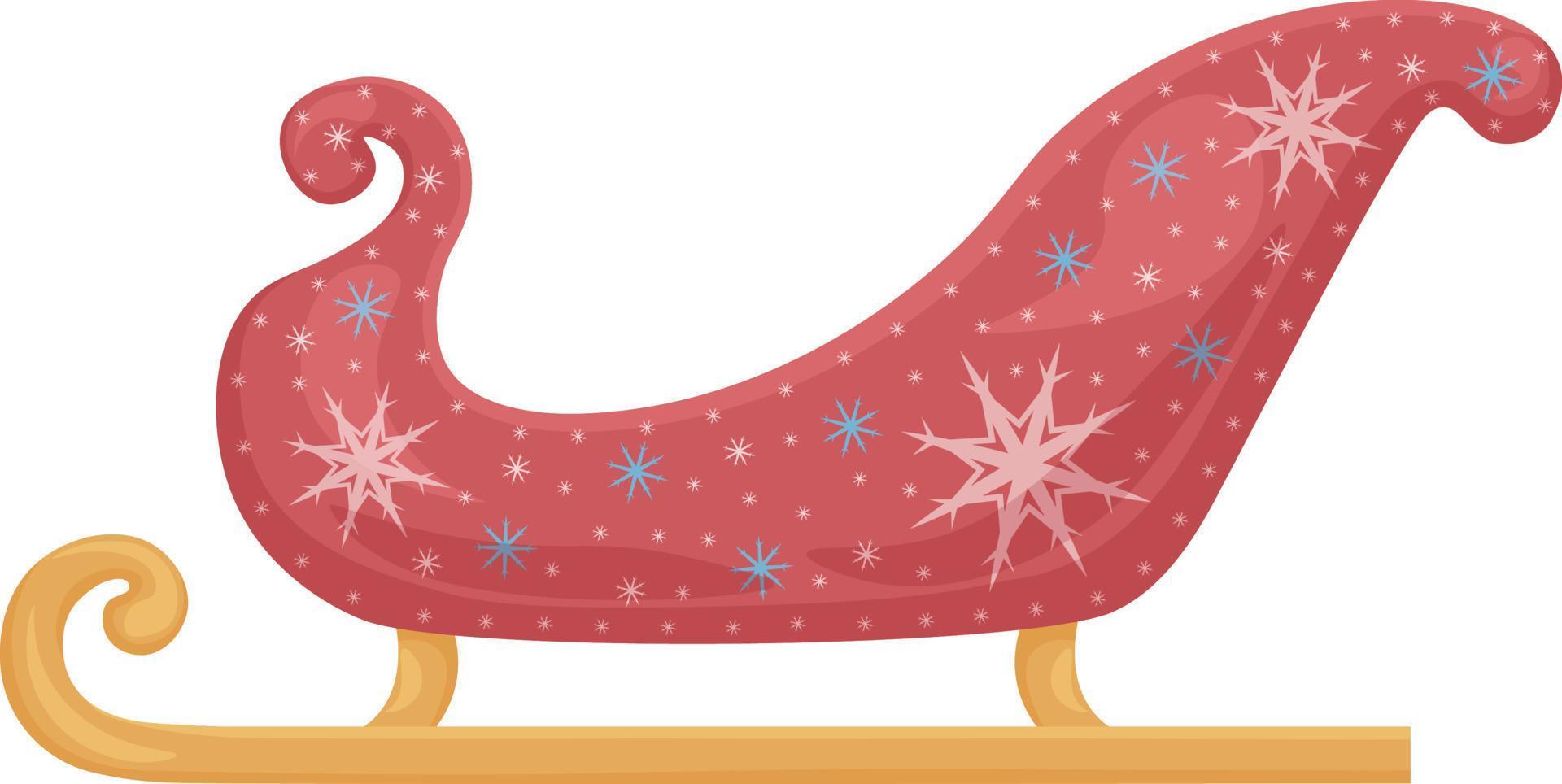 trineo de papa noel. el trineo rojo brillante de Papá Noel decorado con  copos de nieve blancos y azules. transporte navideño de santa claus.  ilustración vectorial aislada en un fondo blanco 14799132