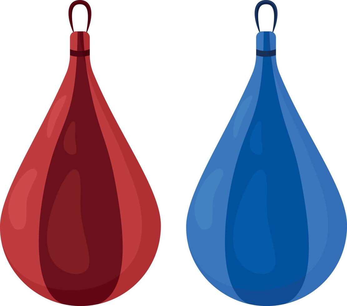 dos pequeños sacos de boxeo de colores rojo y azul. equipamiento deportivo para boxeo, kickboxing y otras artes marciales. ilustración vectorial aislada en un fondo 14799137 en Vecteezy