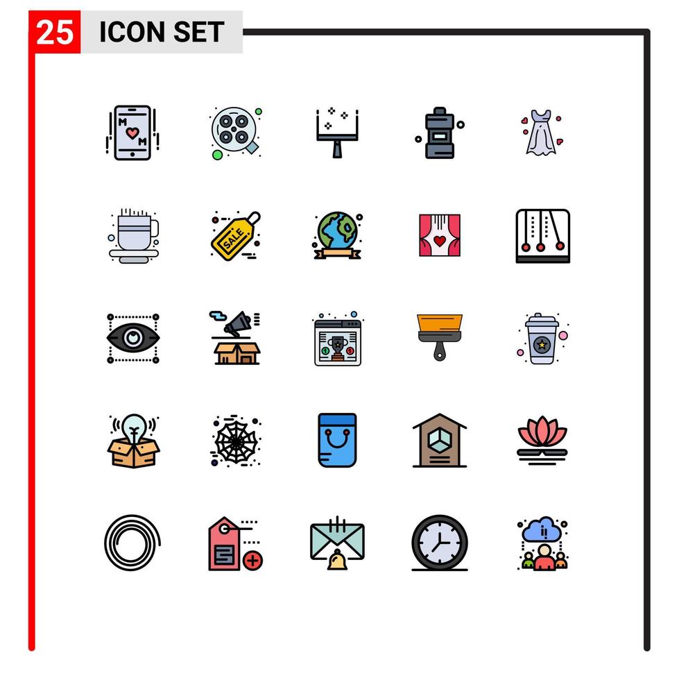 paquete de iconos de vector de stock de 25 signos y símbolos de línea para vestido de novia vestido escoba detergente limpiador elementos de diseño vectorial editables