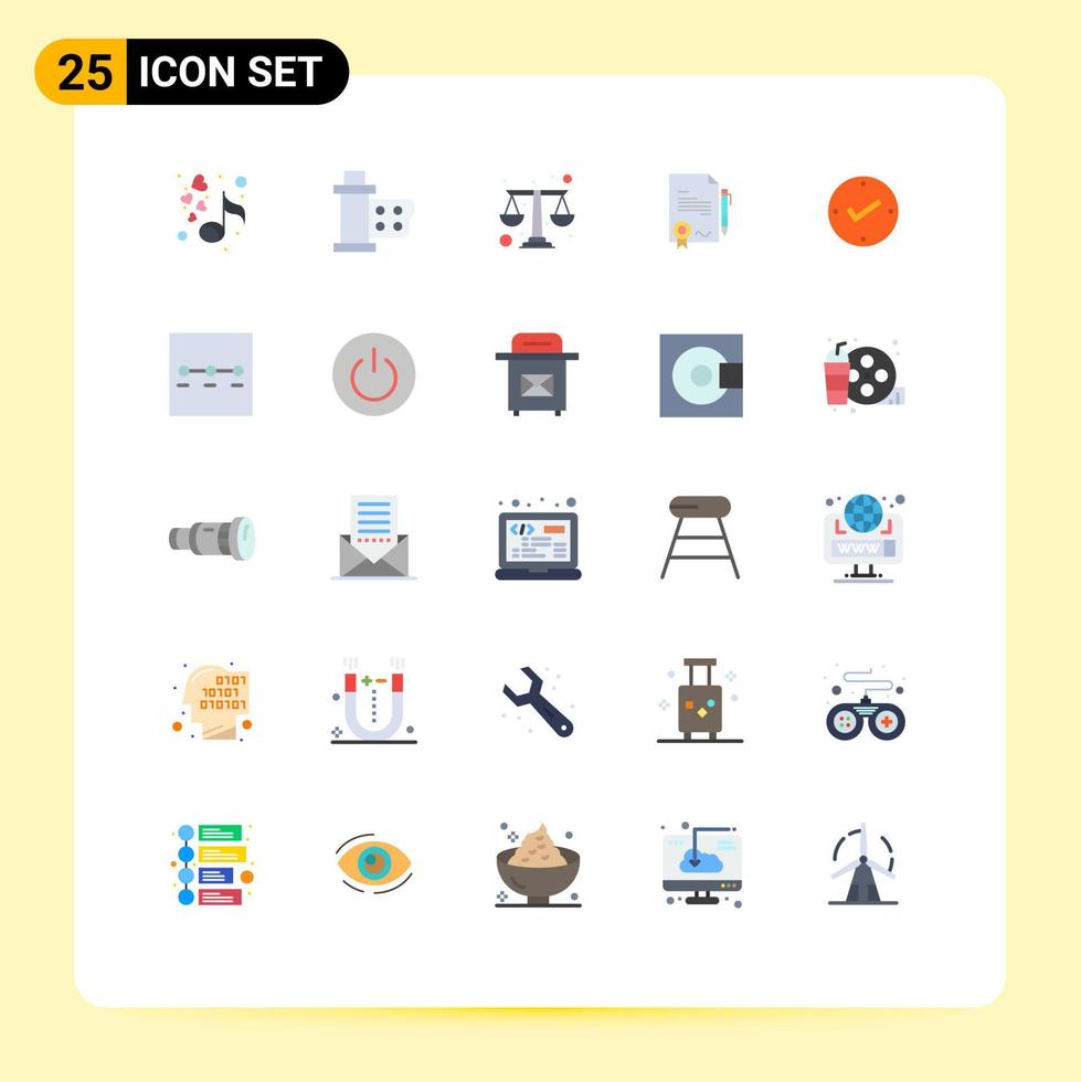 Set of 25 Modern UI Icons Symbols Signs for deal certificate reel agrement lawyer Editable Vector Design Elements