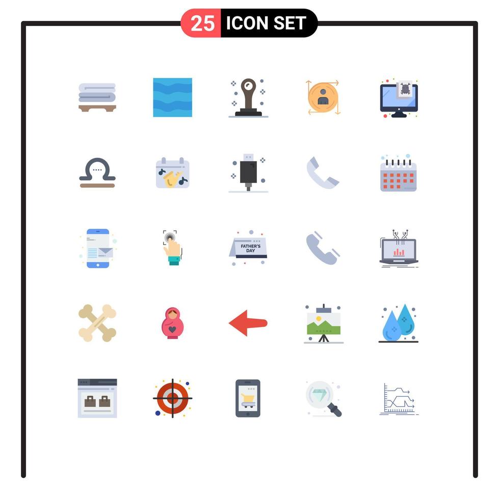 Modern Set of 25 Flat Colors and symbols such as security computer office path predication Editable Vector Design Elements