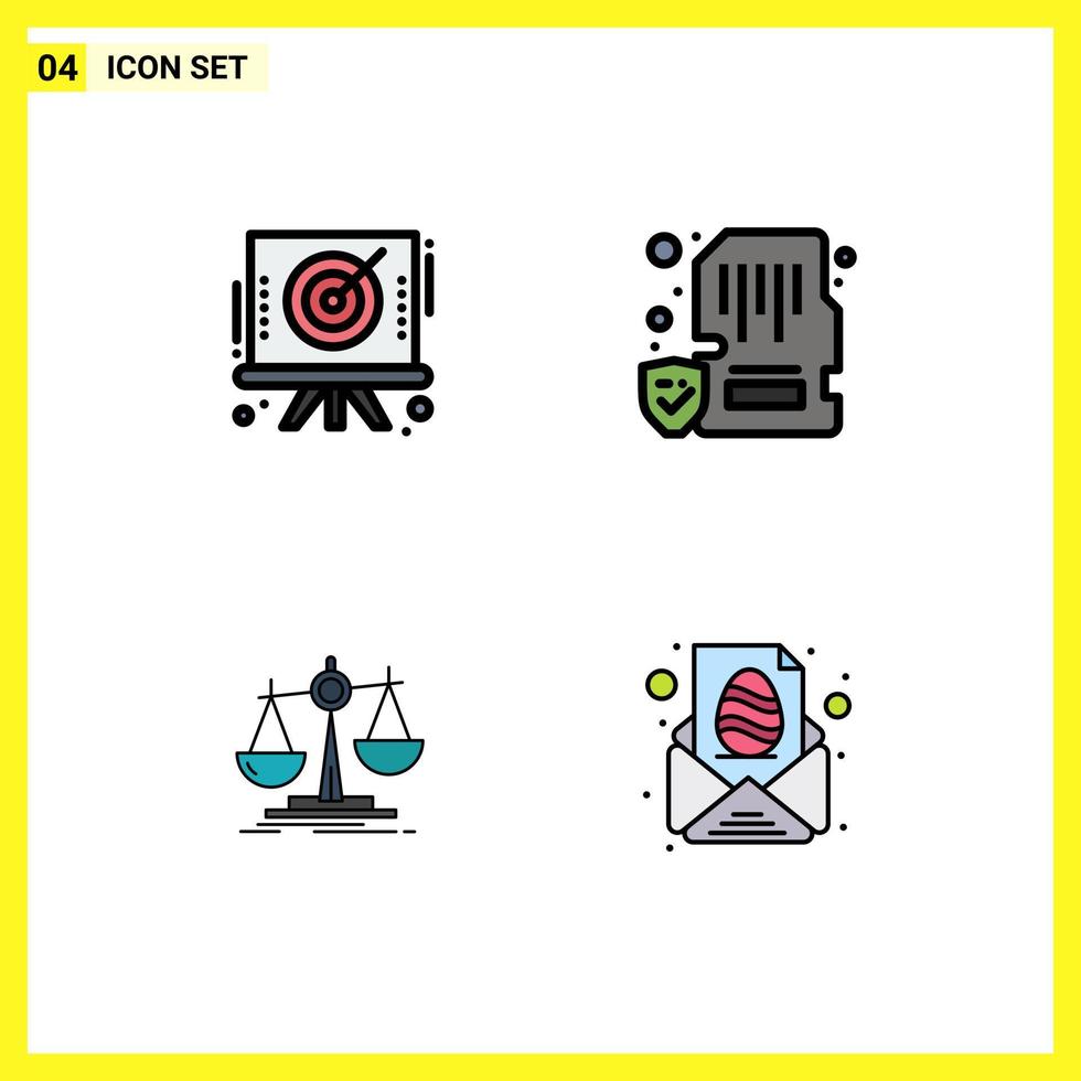 4 Creative Icons Modern Signs and Symbols of arrow balance target lock loss Editable Vector Design Elements