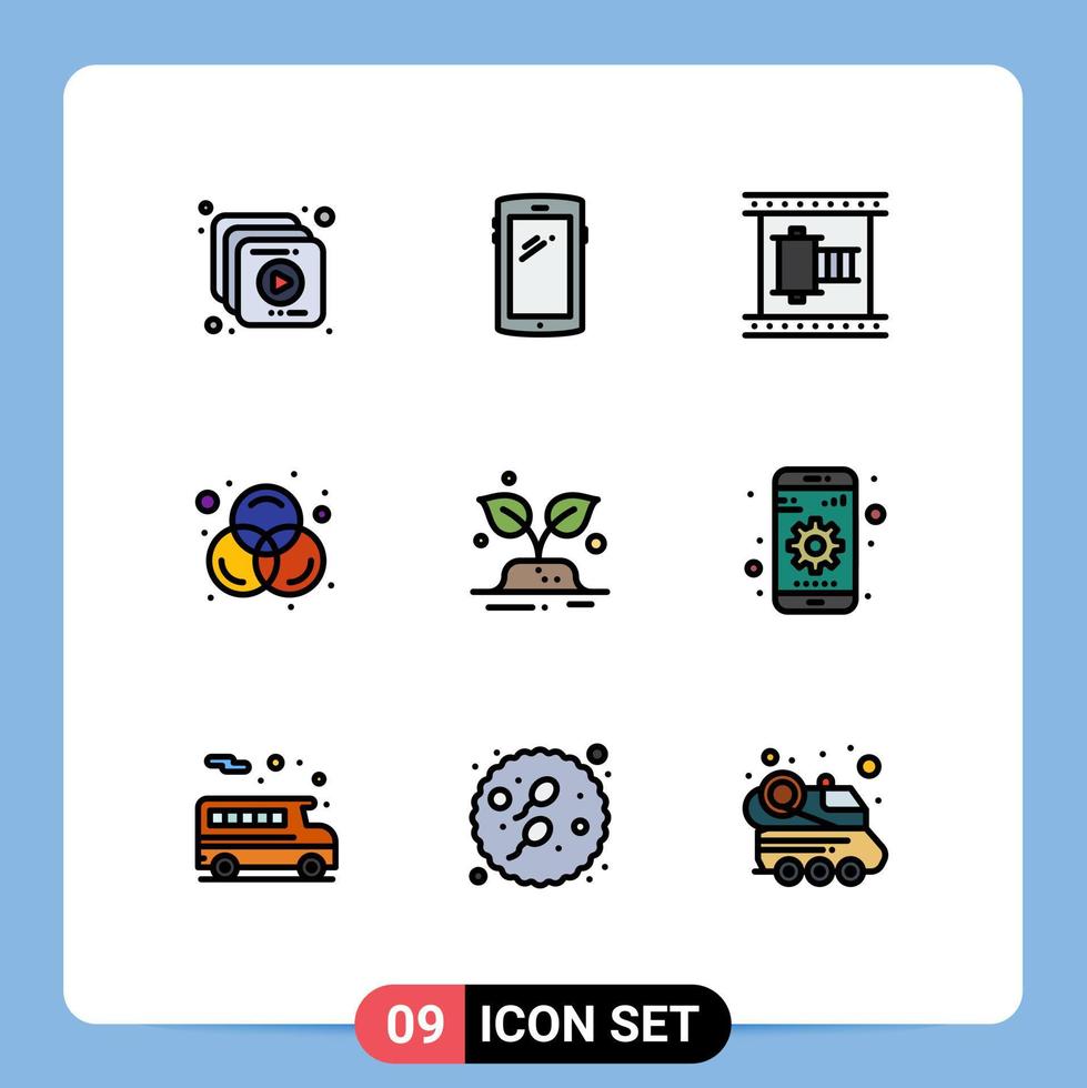 9 Creative Icons Modern Signs and Symbols of trees rgb cinema design movie strip Editable Vector Design Elements