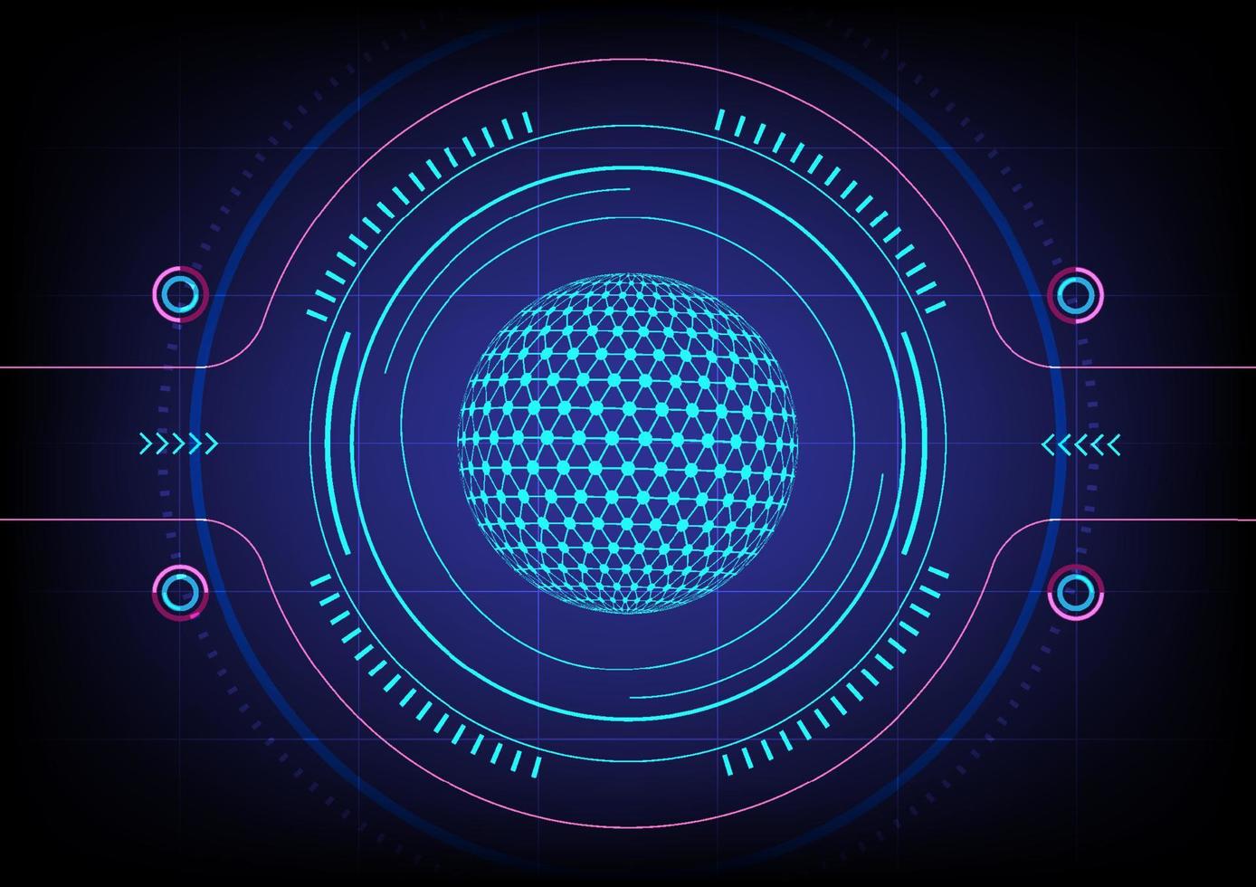 esfera abstracta y conexión de red en el fondo de la tecnología. vector