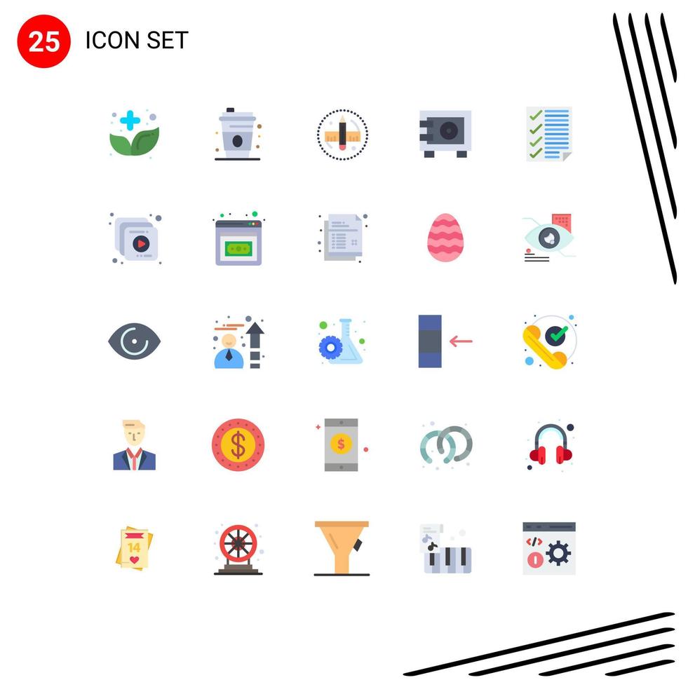 Modern Set of 25 Flat Colors Pictograph of data locker creative safe deposit Editable Vector Design Elements